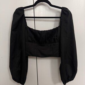 Princess Polly Black Long Sleeve Crop Top